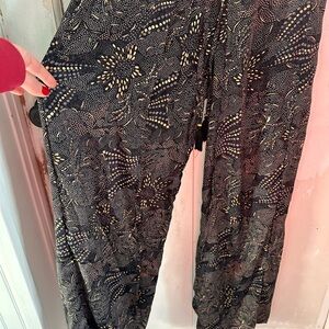 Paani NWT Black & Gold Patterned Wrap Front Pants